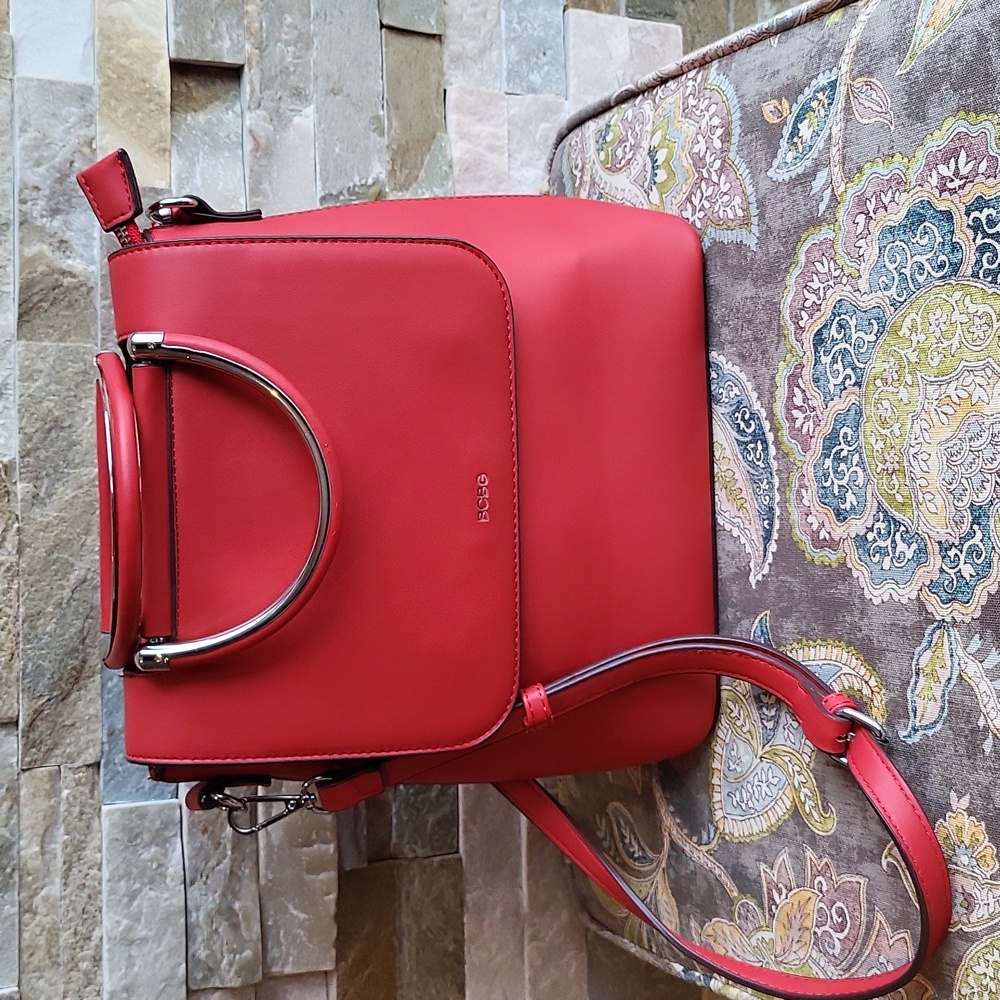 BCBG Elliot Red Faux Leather Bag